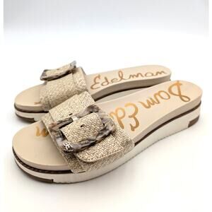 Sam Edelman Ariane Slide Sandals Women's Beige Natural Size US8 EU38.5